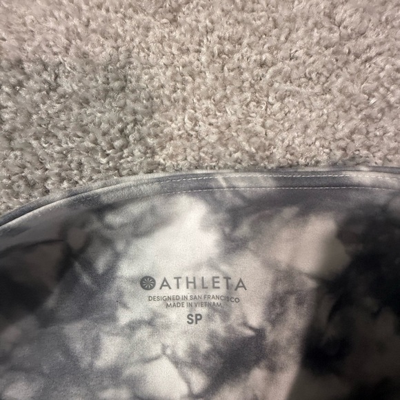 Athleta Black Gray White  Tie-Dye Print Leggings – Size Small Petite (SP) Fall - Picture 2 of 6